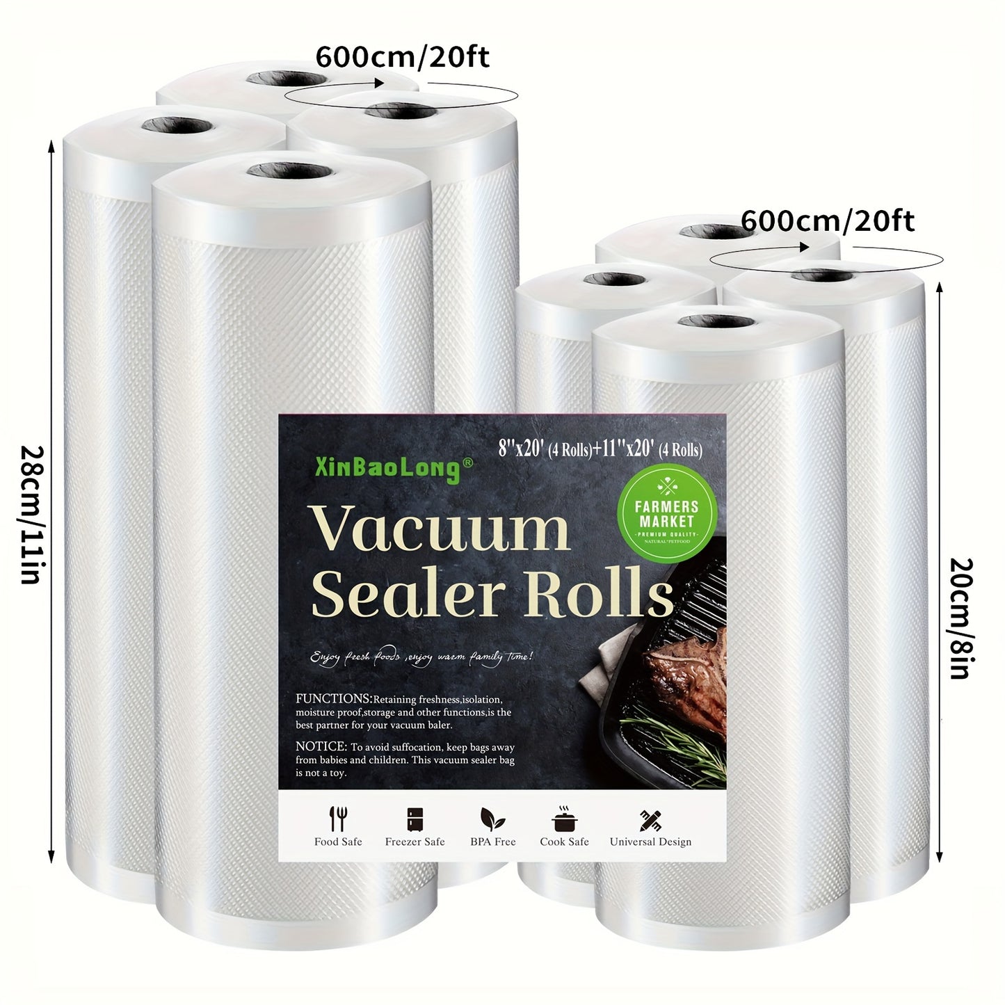 4/6/8pcs Vacuum Bags | Food Storage Bags Free Of BPA