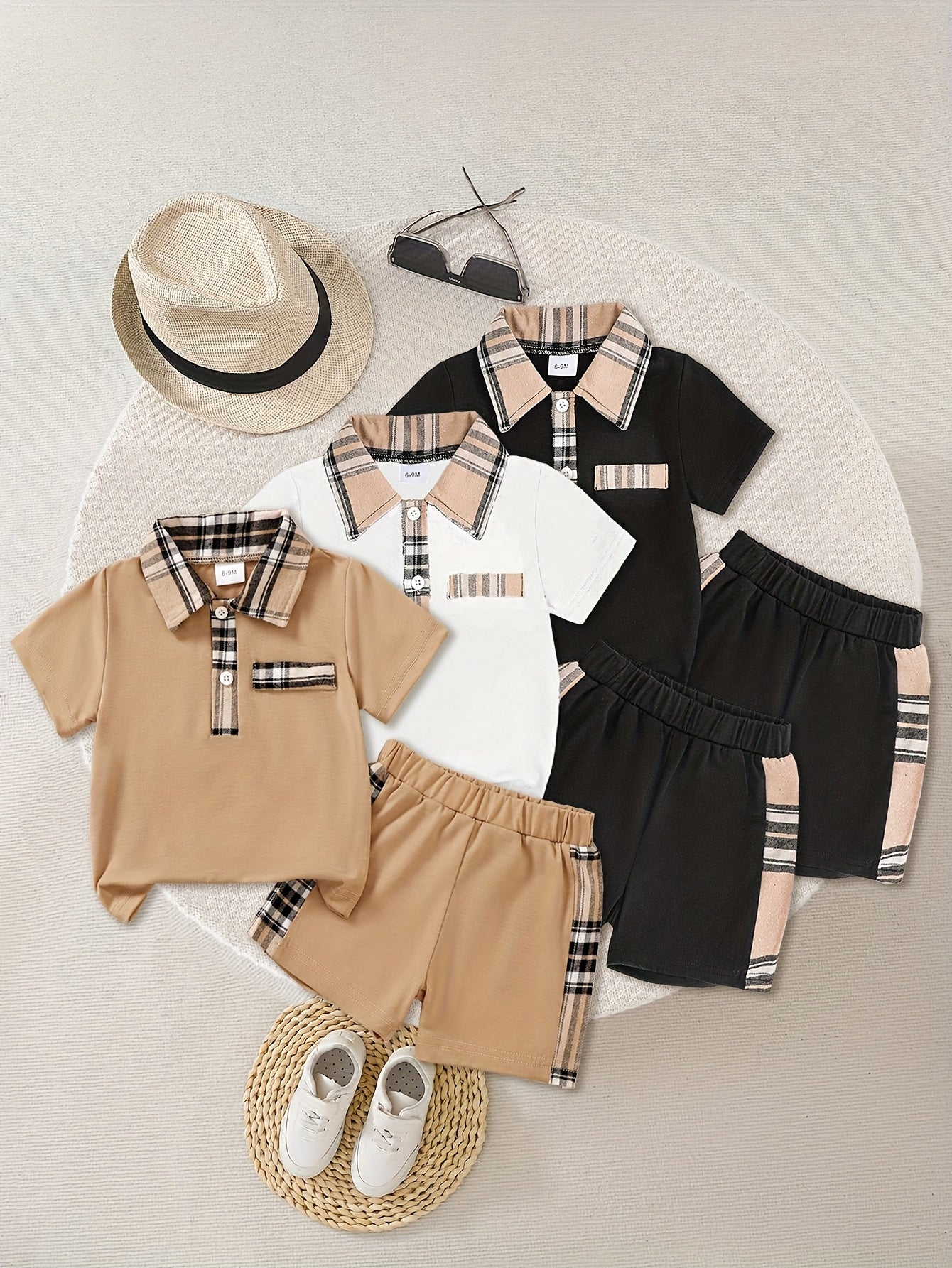 A Set of Six Cute Plaid Collared Shirts for Baby Boys