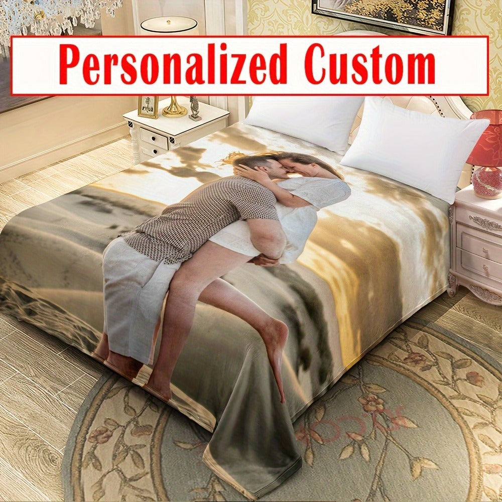 Personalized Flannel Blanket with Custom Photo & Text