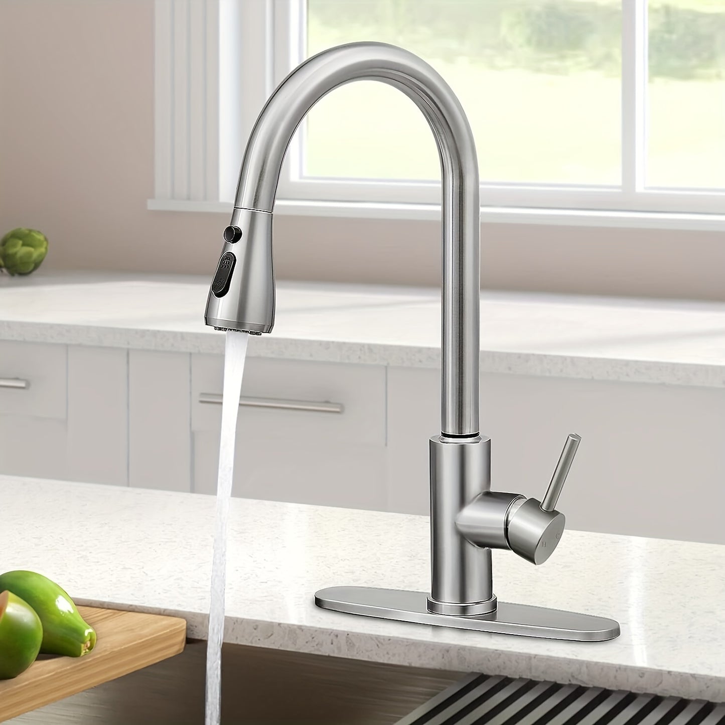 High-Arc Kitchen Faucet with Pull-Down Spray Easy Install