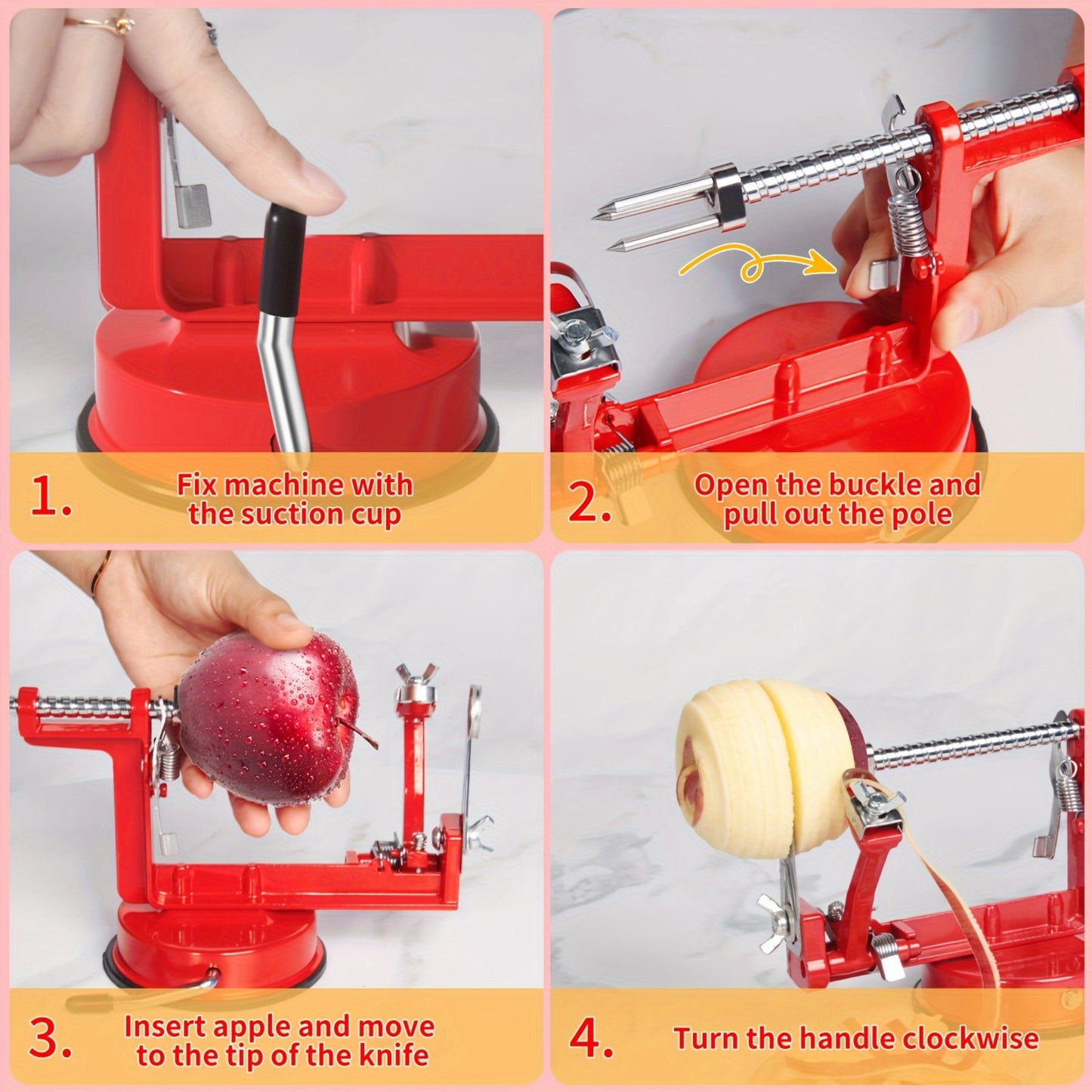 Fruit Peeler Slicer Corer 3 In 1 Heavy Duty Apple Peeler Mahogany