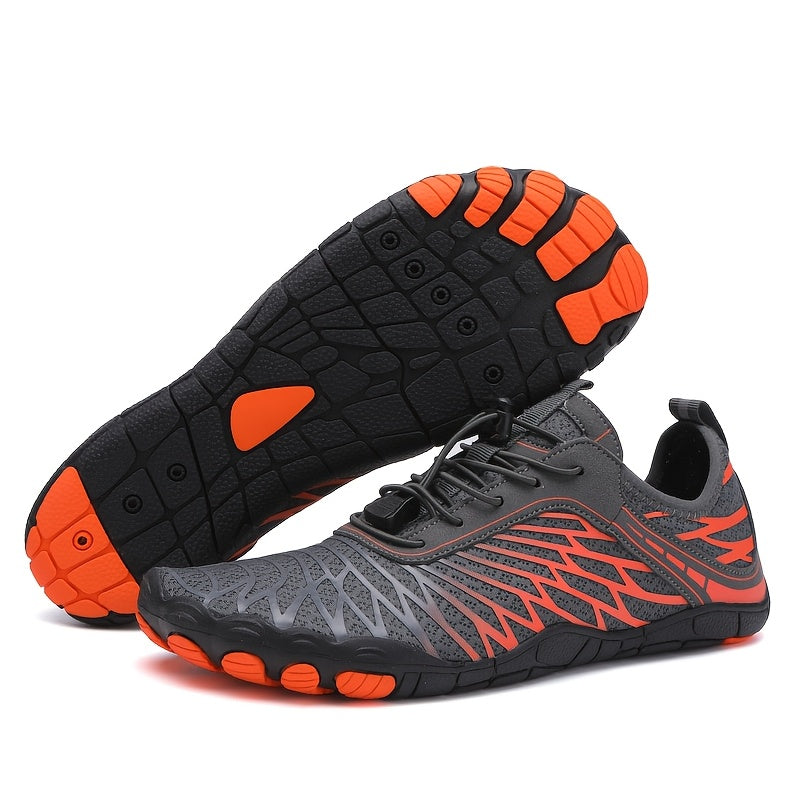 Quick Dry Wading Shoes Anti Slip Outdoor Amphibious Beach Hiking Snorkeling Swimming Shoes for Men and Women with Rubber Sole Traction Breathable Fabric Upper and Striped Design