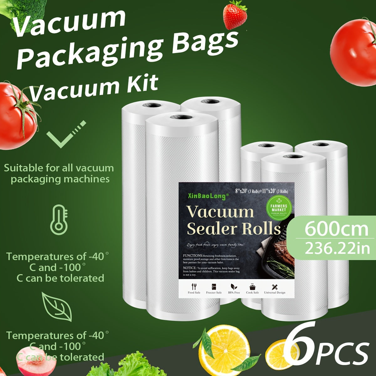 4/6/8pcs Vacuum Bags | Food Storage Bags Free Of BPA