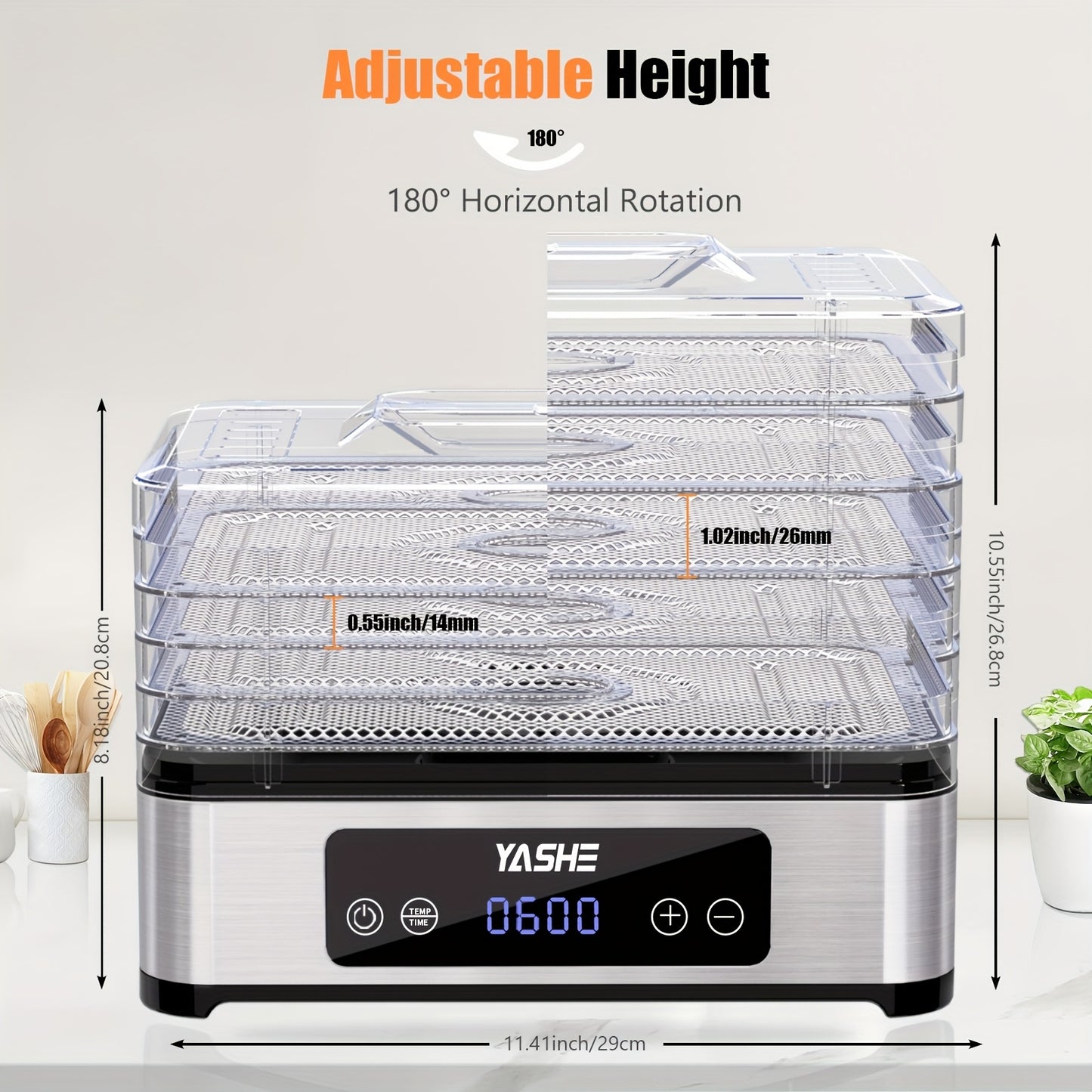 Food Dehydrator Machine - 5 Stainless Steel Trays 420W