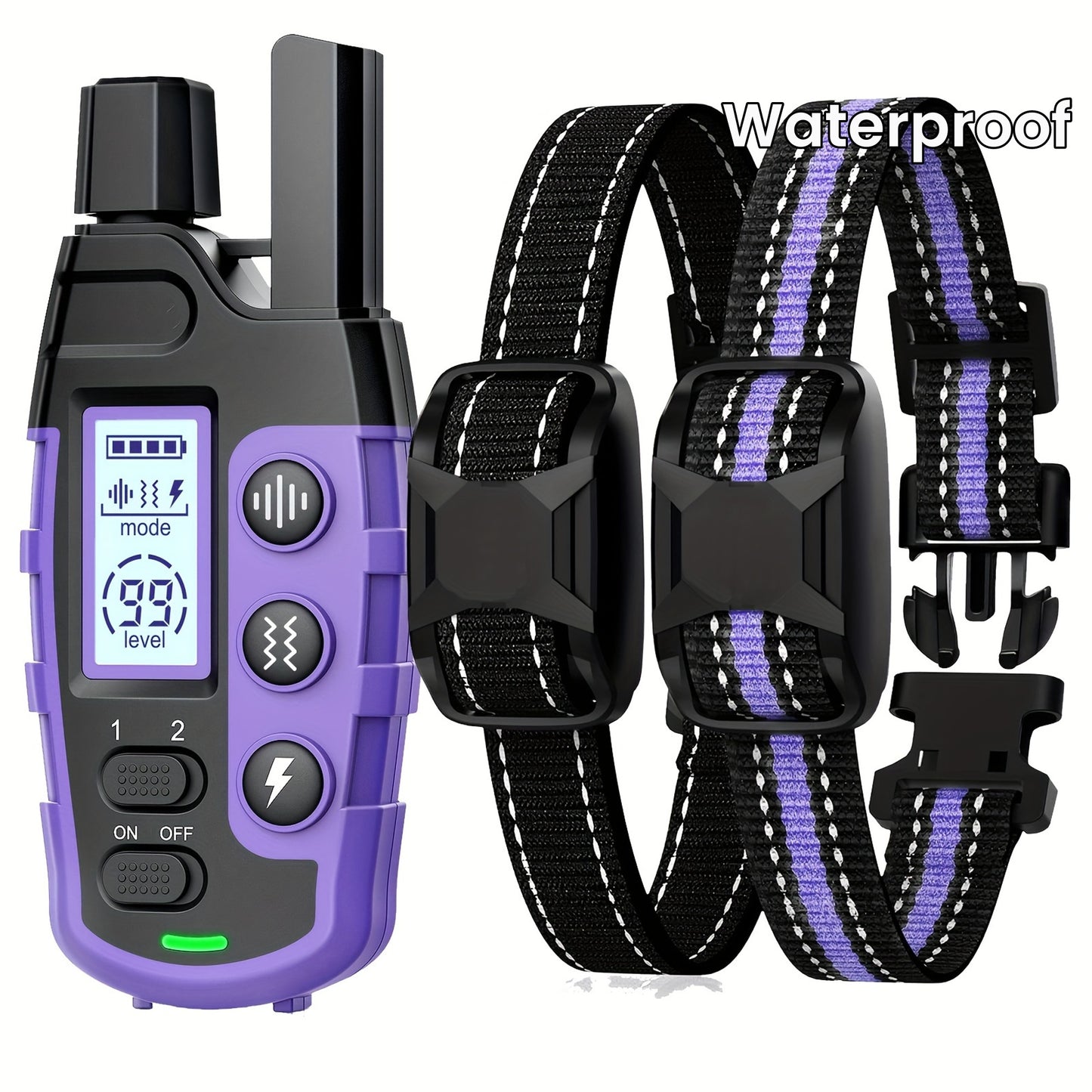 3300 Feet Dog Training Collars With Remote Adjustable Nylon Strap Electric Shock Vibration And Sound Modes Rechargeable 360 Feet Range Waterproof For Small To Large Dogs 5 To 150 Pounds