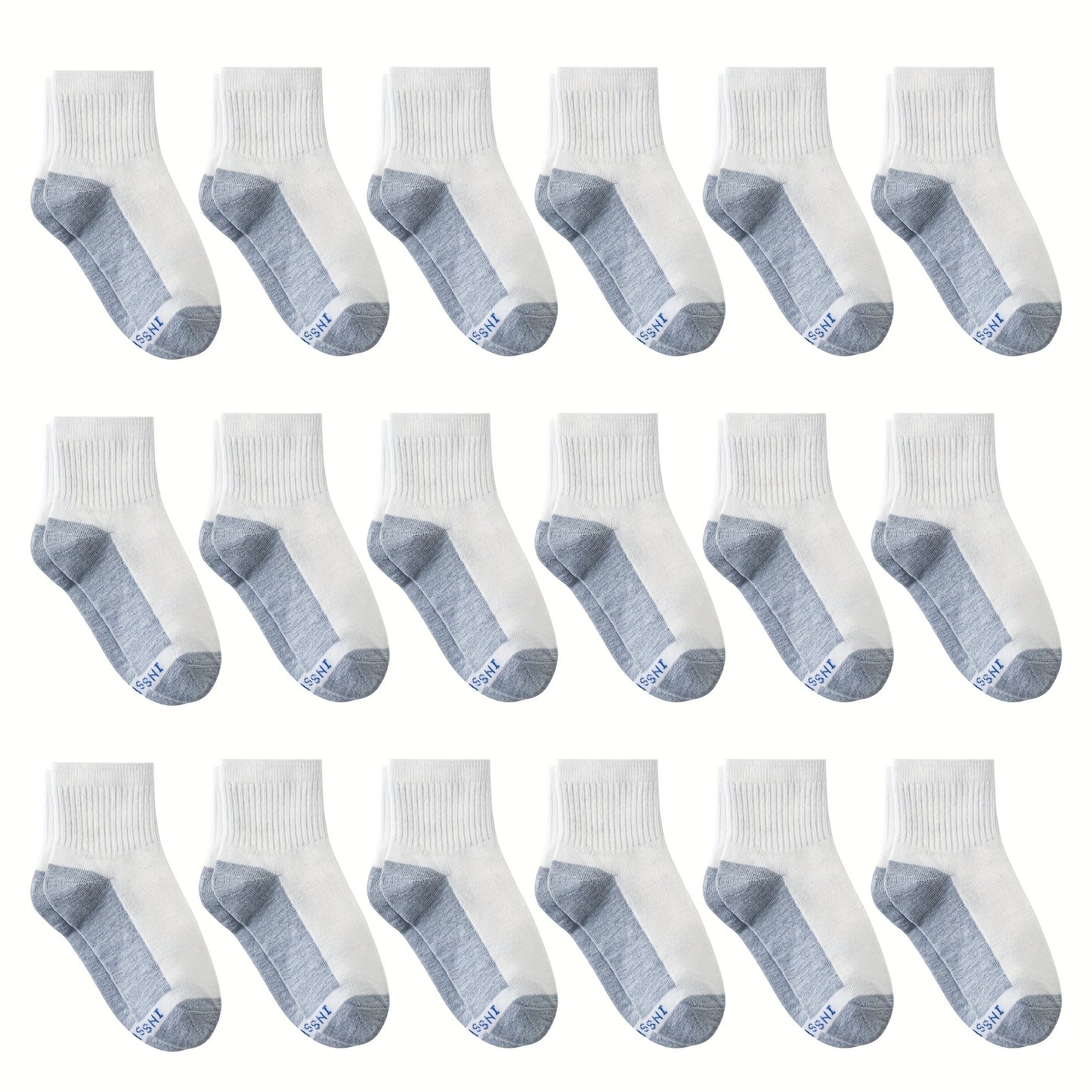18 Pairs Youngsters' Athletic Crew Socks - Soft Cotton Blend