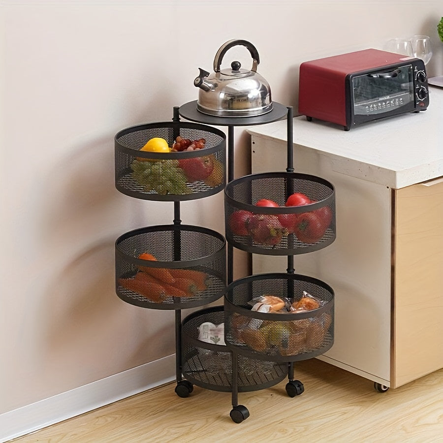 [Rotating Storage Rack] Metal Basket Organizer with Wheels