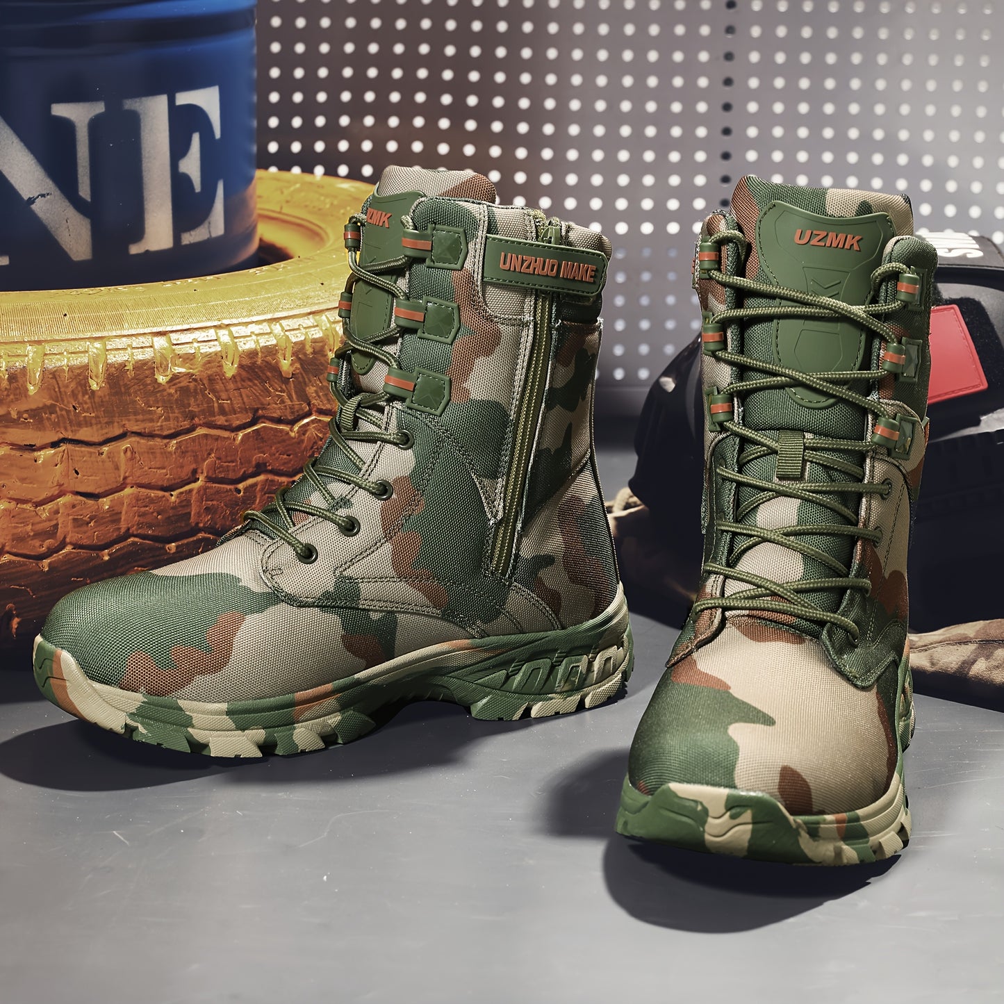 Men's Camo High-Top Hiking Boots - Stylish Durable Work Shoes