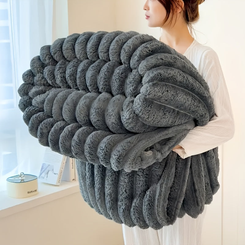 Extra Large Blanket 90 In * 78 In Thickened Soft Faux Rabbit Hair