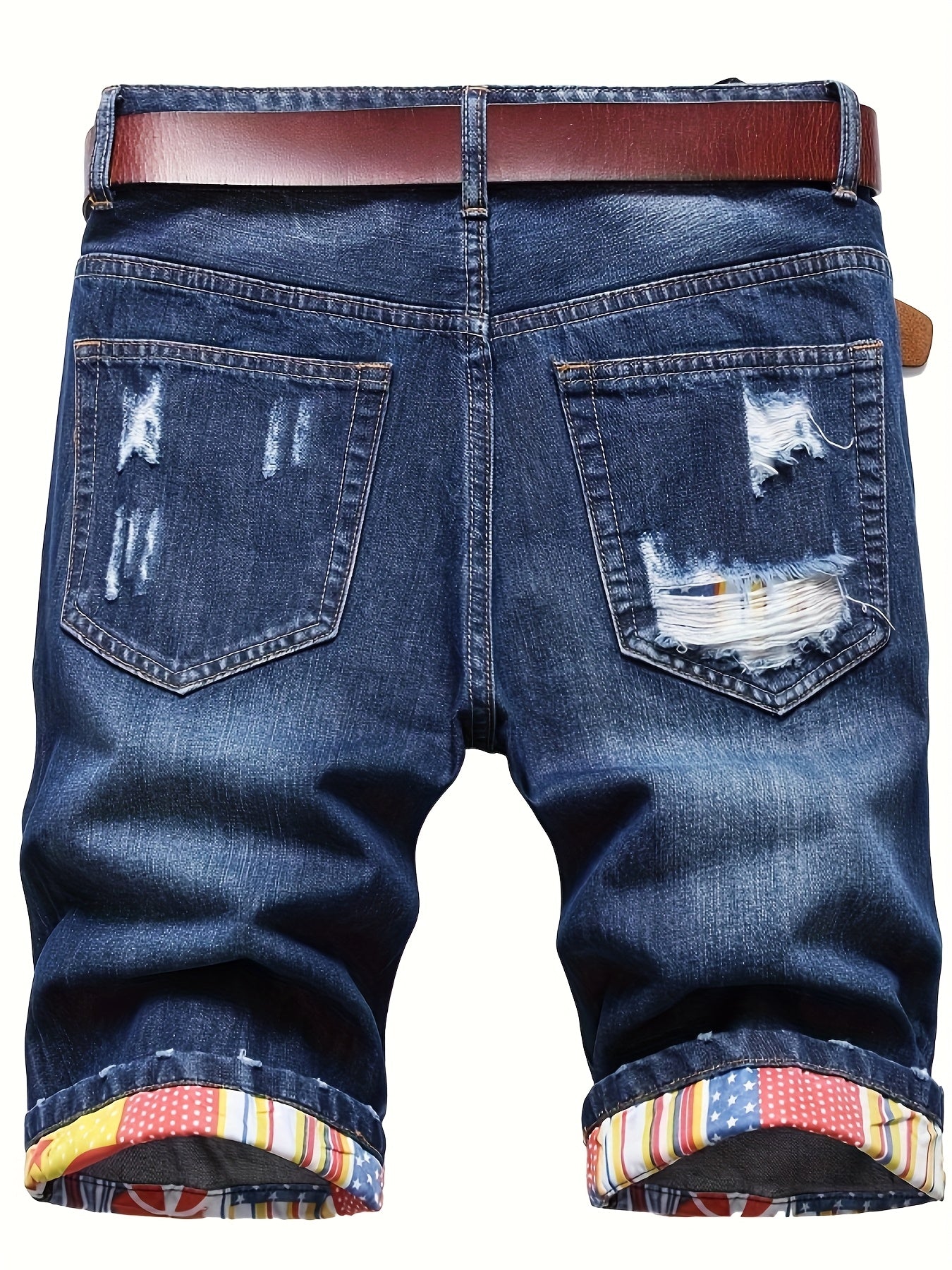 Kevoom Men's Light Blue Washed Gradient Denim Shorts Summer Casual Slim Fit Outdoor Sports and Trendy Daily Outfits