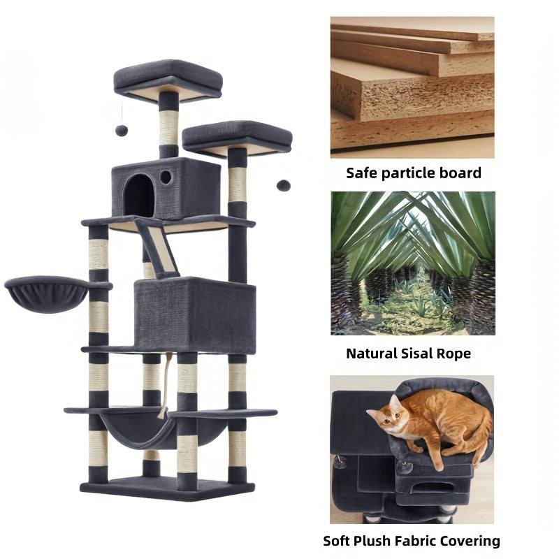 Feandrea Cat Tree 44/66.1in Large Plush Condo for Cats