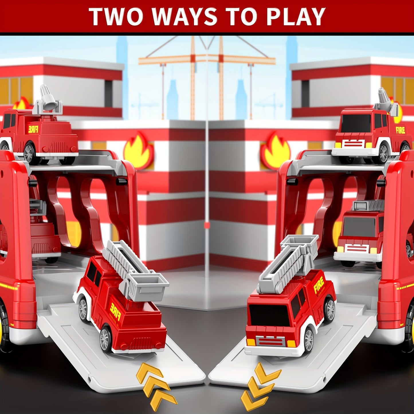 Fire Trucks | Toys 5 In 1 Kids Carrier Fire Truck Cars