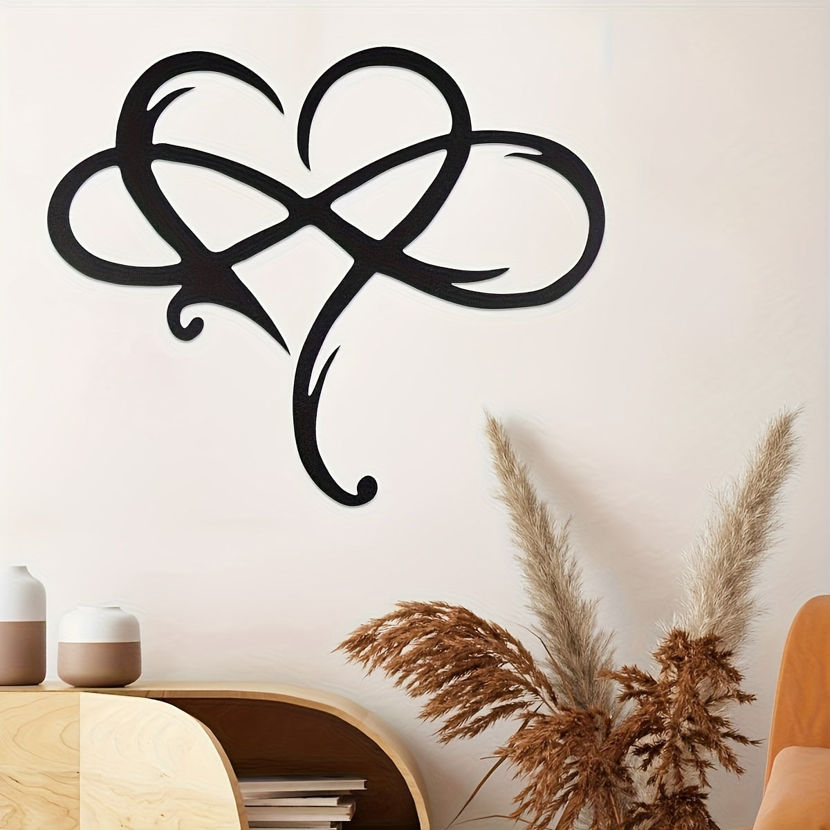 2D Flat Infinity Heart Metal Wall Decoration Art Eternal Love Infinite Heart-Shaped Wall Decor Love Logo Bedroom Ornament 15.8 Inches X 13.8 Inches