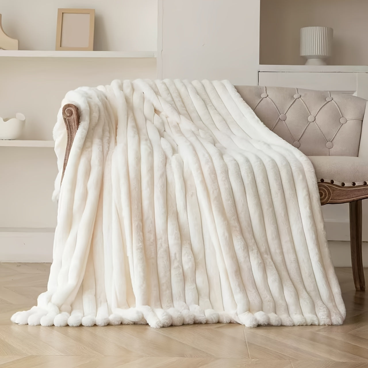 Cozy Soft Luxurious Red Faux Rabbit Fur Flannel Blanket