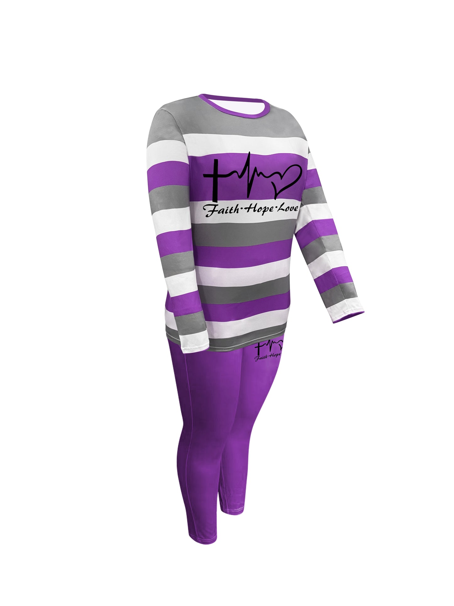 Plus Size Heart & Letter Print Two-piece Set Outfits