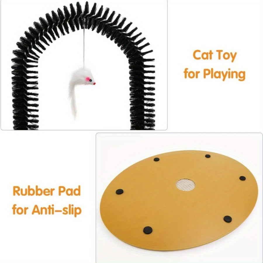 1 Set Cat Scratcher and Self Groomer Arch with Hair Brush and Kitten Toy for Indoor Cats