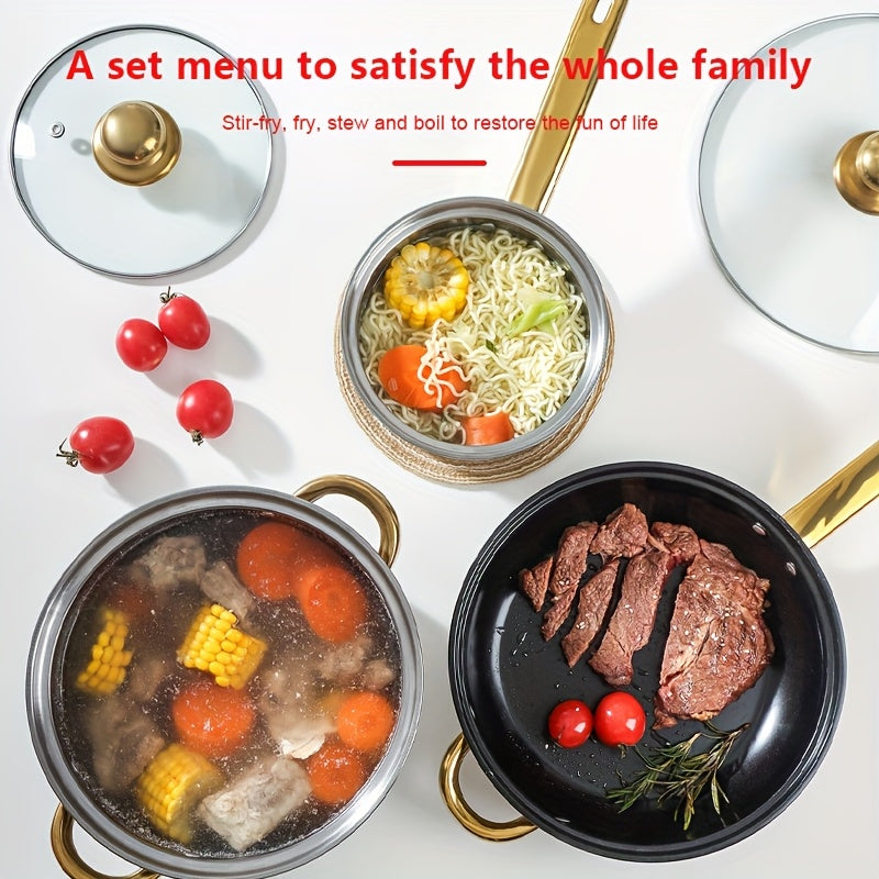 12pcs Stainless Steel Cookware Set, Stylish And Durable Cookware