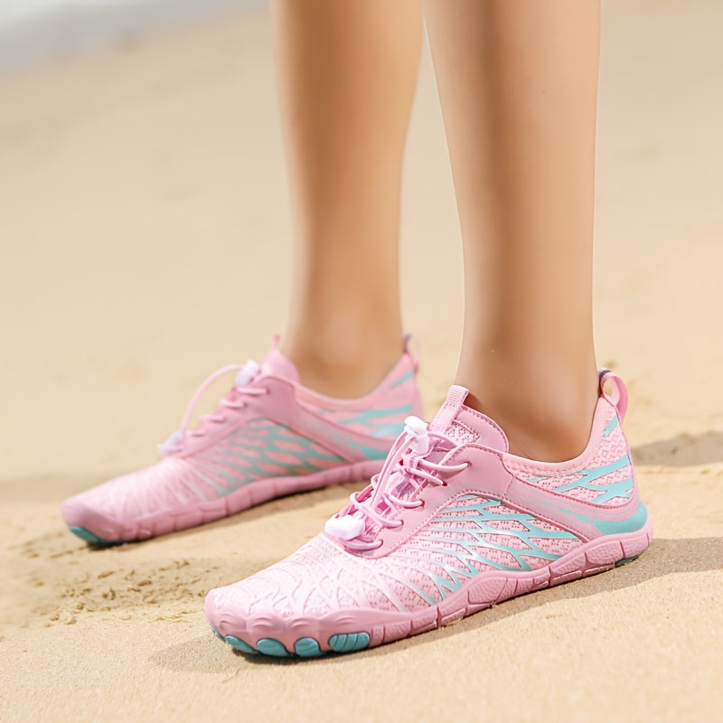 Quick Dry Wading Shoes Anti Slip Outdoor Amphibious Beach Hiking Snorkeling Swimming Shoes for Men and Women with Rubber Sole Traction Breathable Fabric Upper and Striped Design