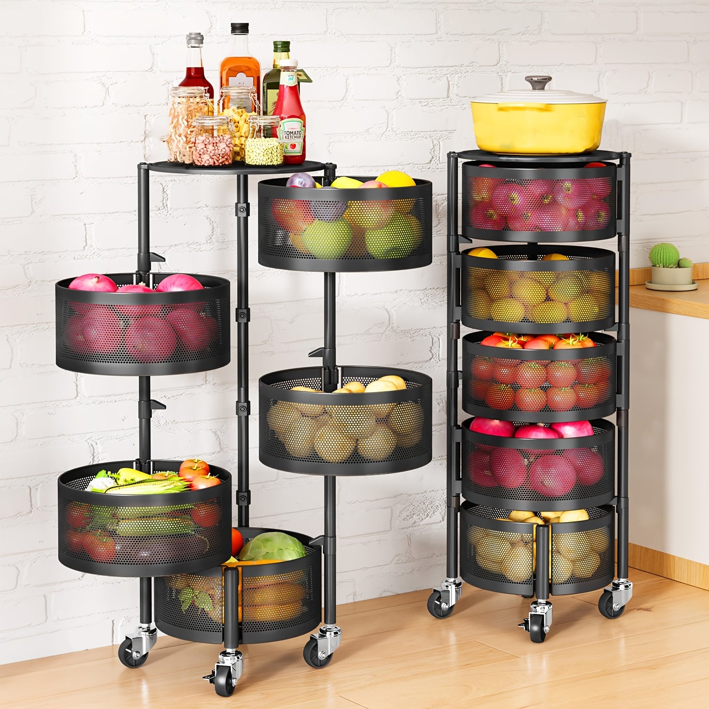 [Rotating Storage Rack] Metal Basket Organizer with Wheels