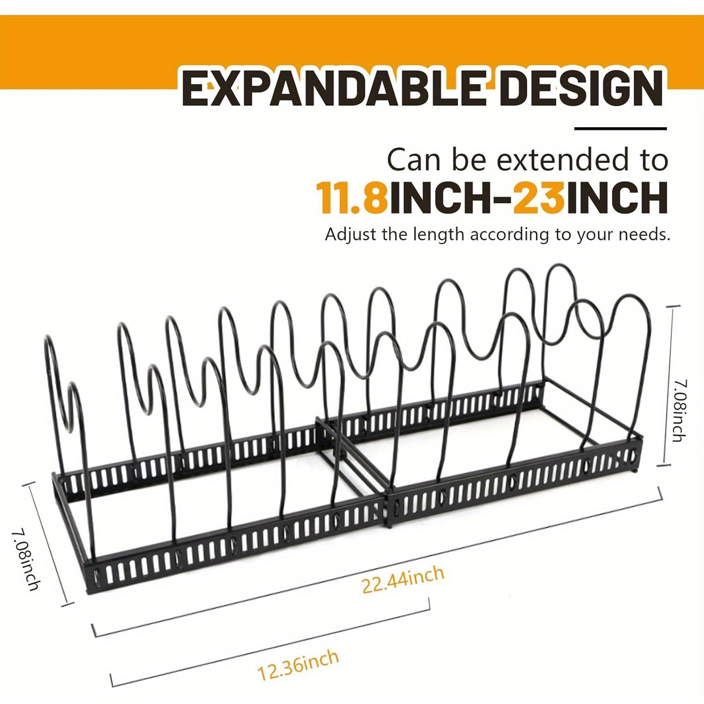 2 Pack Expandable Pot Organizer Lid Rack with 10 Compartments
