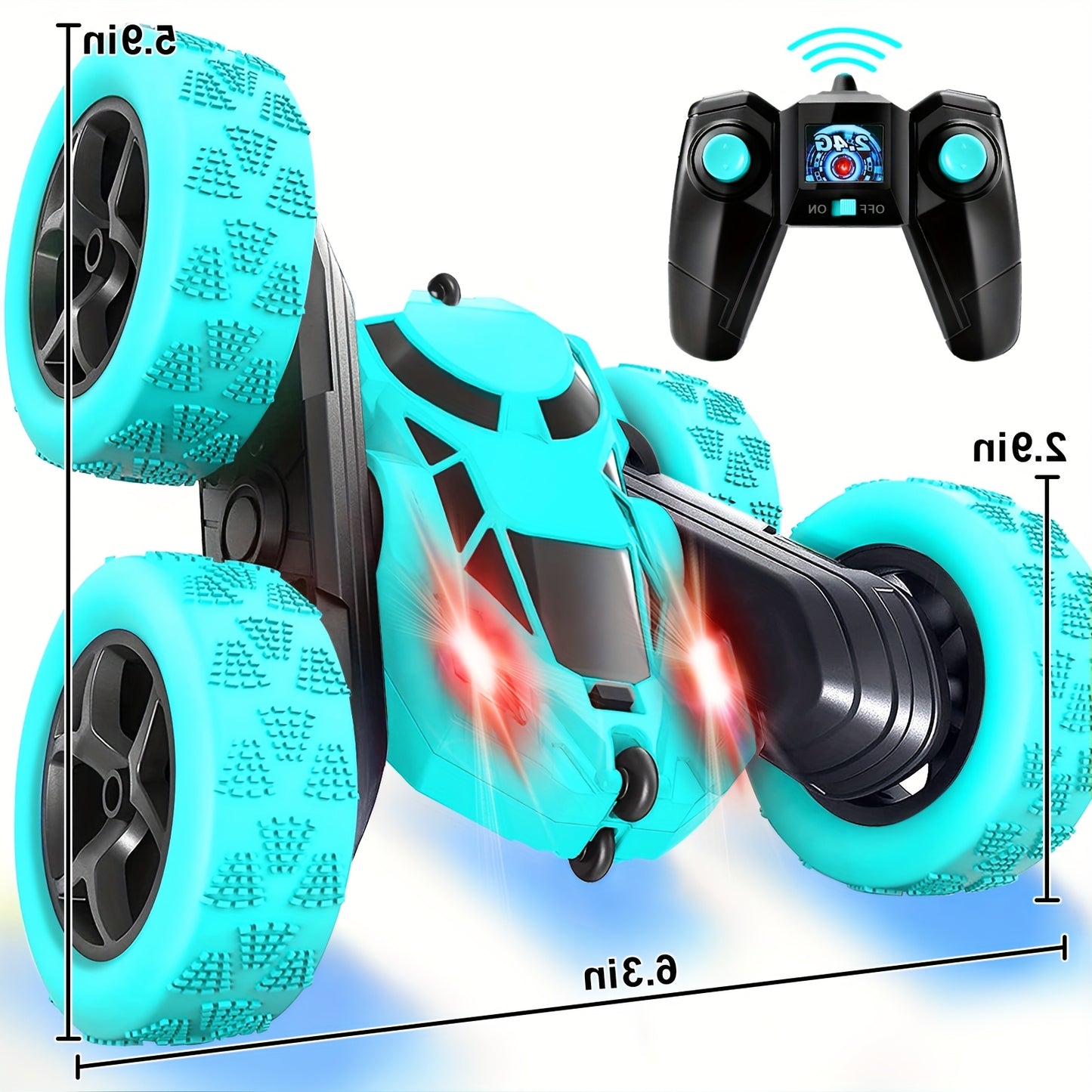 360° Rotating RC Stunt Car with Headlights for Kids