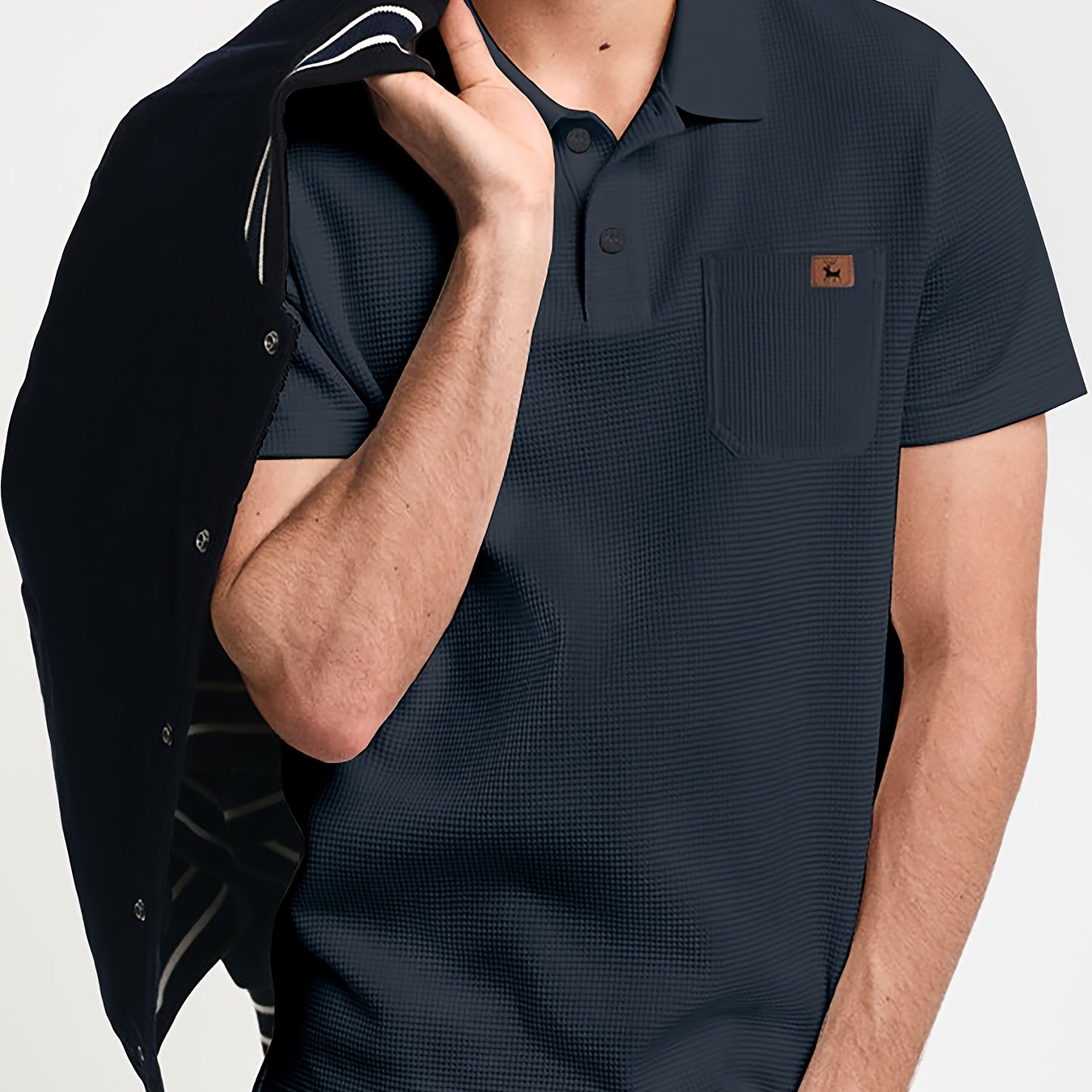 Men'S Casual Polo Shirt - Breathable Mesh Design, Short Sleeve