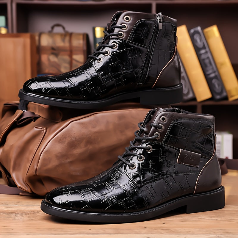 Men's Business Formal Boots With Side Zipper For All Seasons