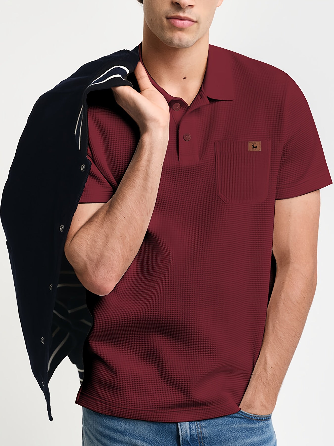 Men'S Casual Polo Shirt - Breathable Mesh Design, Short Sleeve