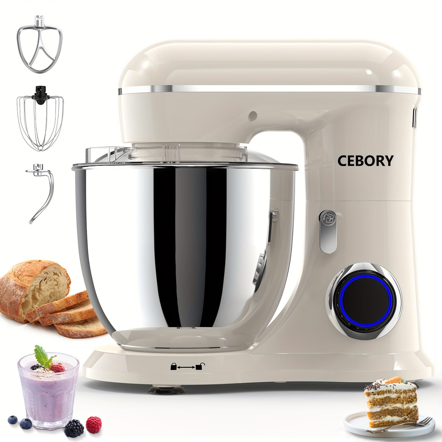 660W 10-Speed 3-IN-1 Electric Stand Mixer with 6.5QT Bowl