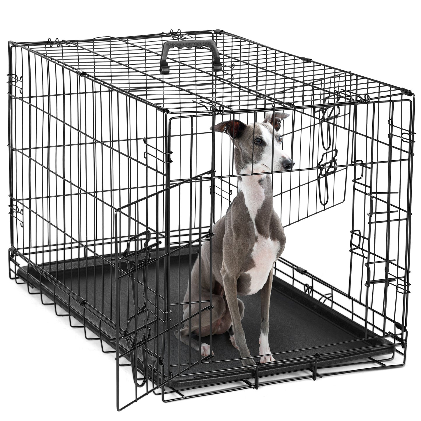 Double Door Dog Crate with Divider Panel for Travel Use