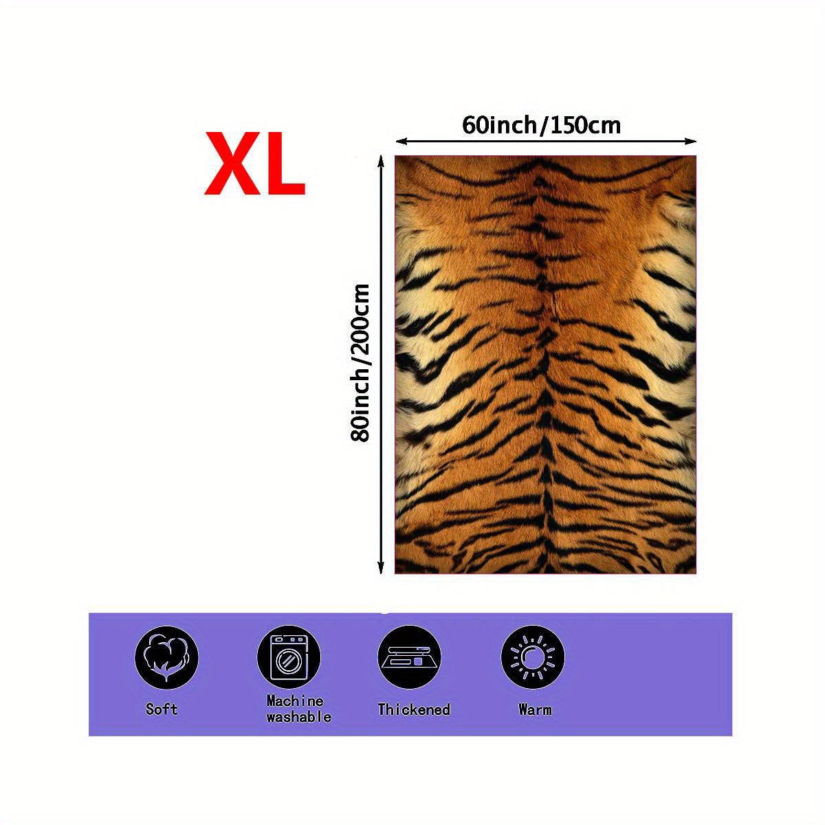 1pc Cozy Tiger Fur Print Blanket - Soft All Season Throw