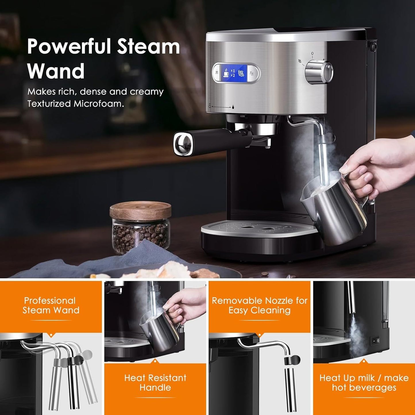 Powerful Espresso Machine KNDKO 20 Bar Semi-Automatic