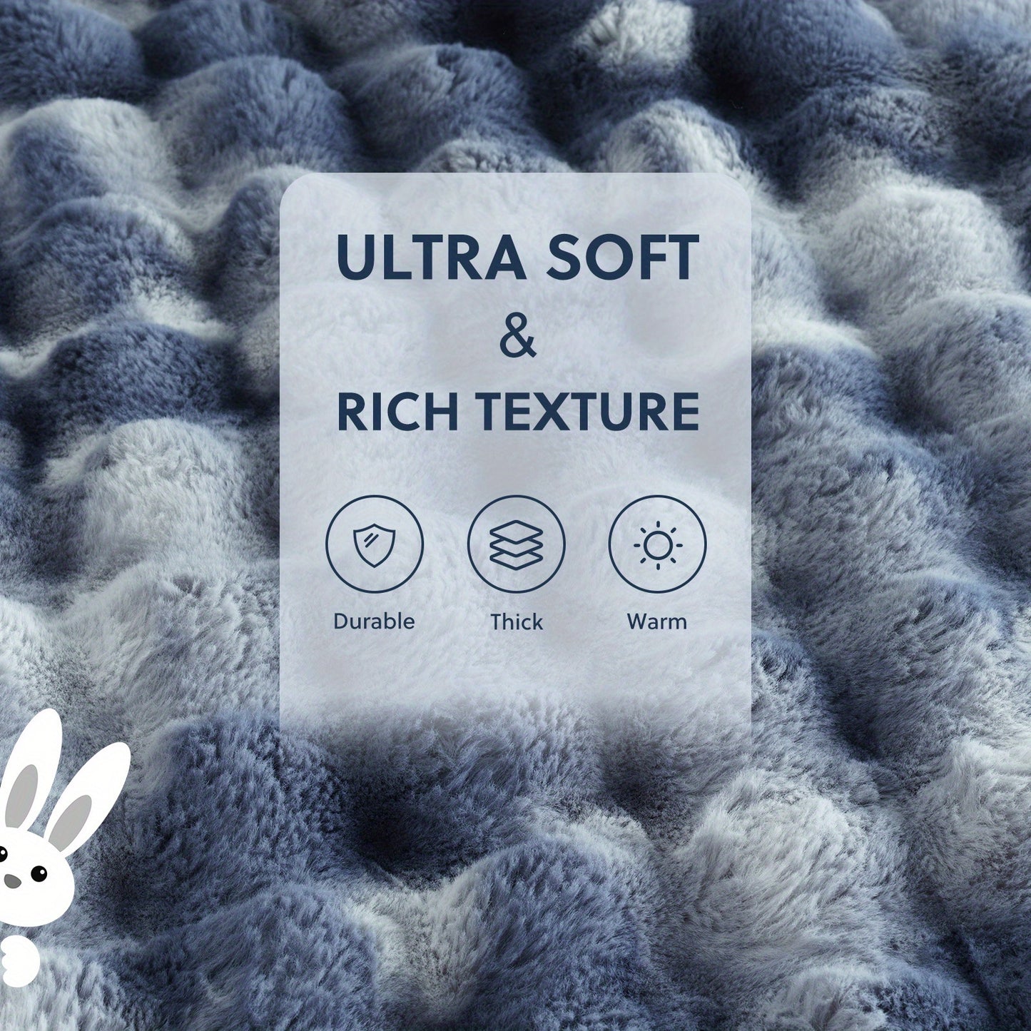 1pc Cozy Orhopui Faux Rabbit Fleece Blanket - Soft and Warm