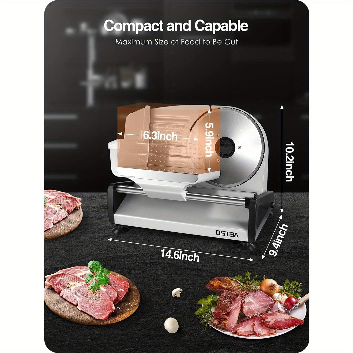 OSTBA Electric Slicer with Lock Protection and Adjustable Thickness