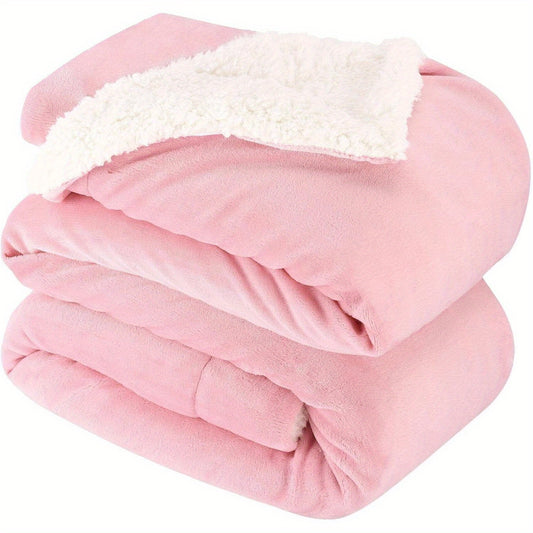 Thick Reversible Sherpa Blanket, Warm Soft Fleece Throw