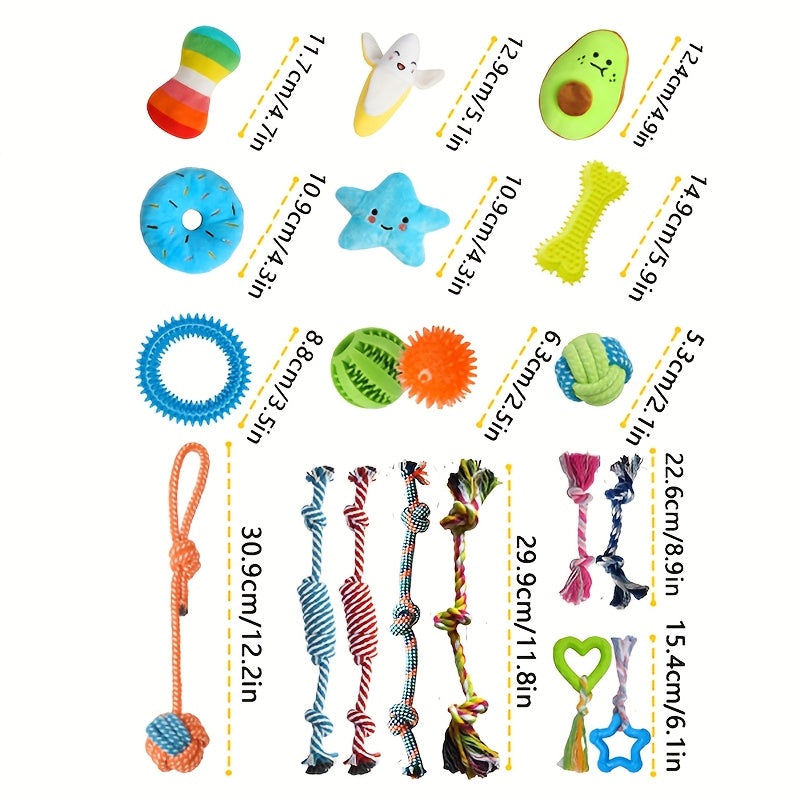25pcs Set Of Dog Bite Toys Dog Chew Toys For Cleaning And Teeth Cleaning Dog Vocalization Toys Dog Teething Toys Dog Leash Toy Set Suitable For Puppies