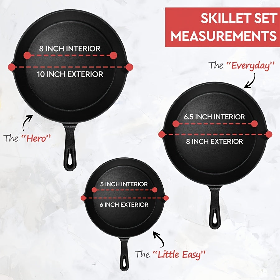 Cast Iron 3PCS 4PCS 5PCS Skillet Set 6 Inch 8 Inch 10 Inch Pan