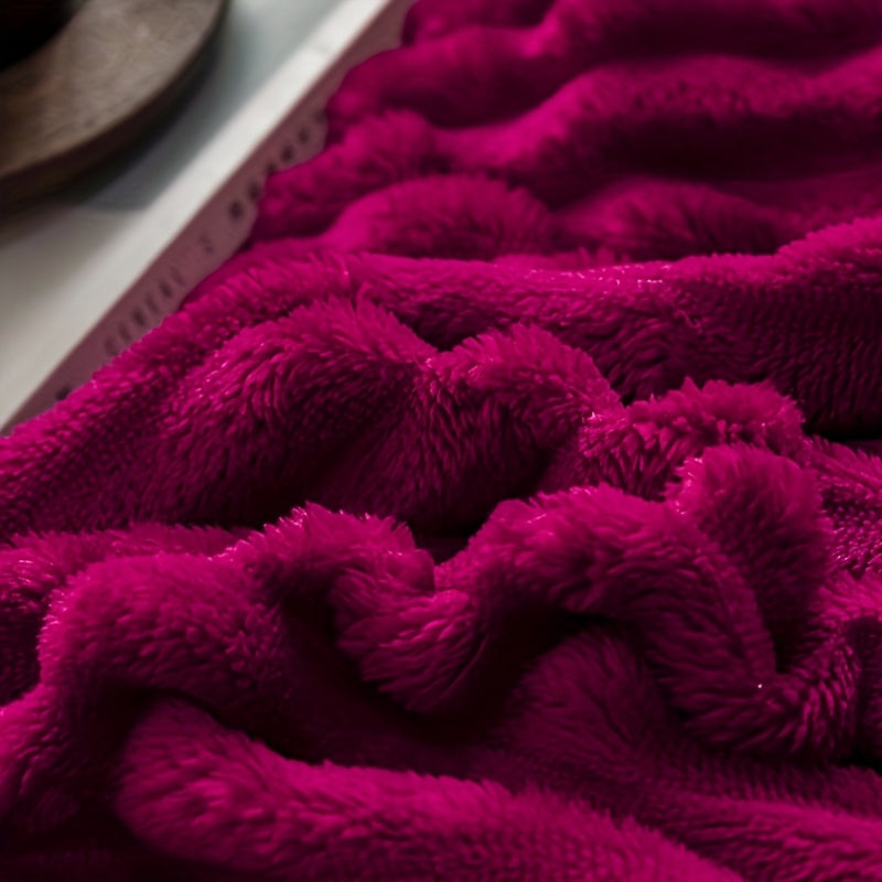 Cozy Soft Luxurious Red Faux Rabbit Fur Flannel Blanket