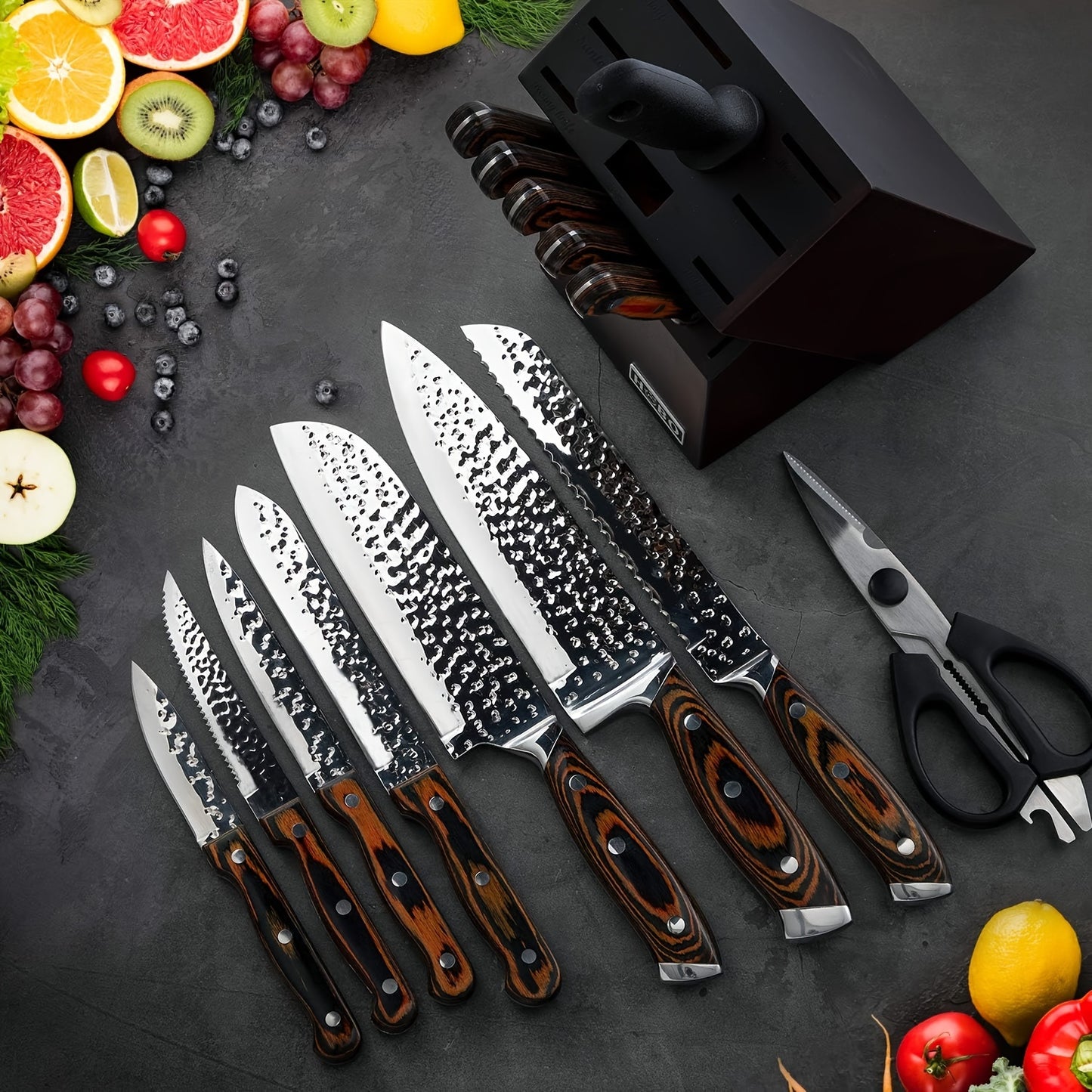 15-Piece Self Sharpening Knife Set With Block Wooden