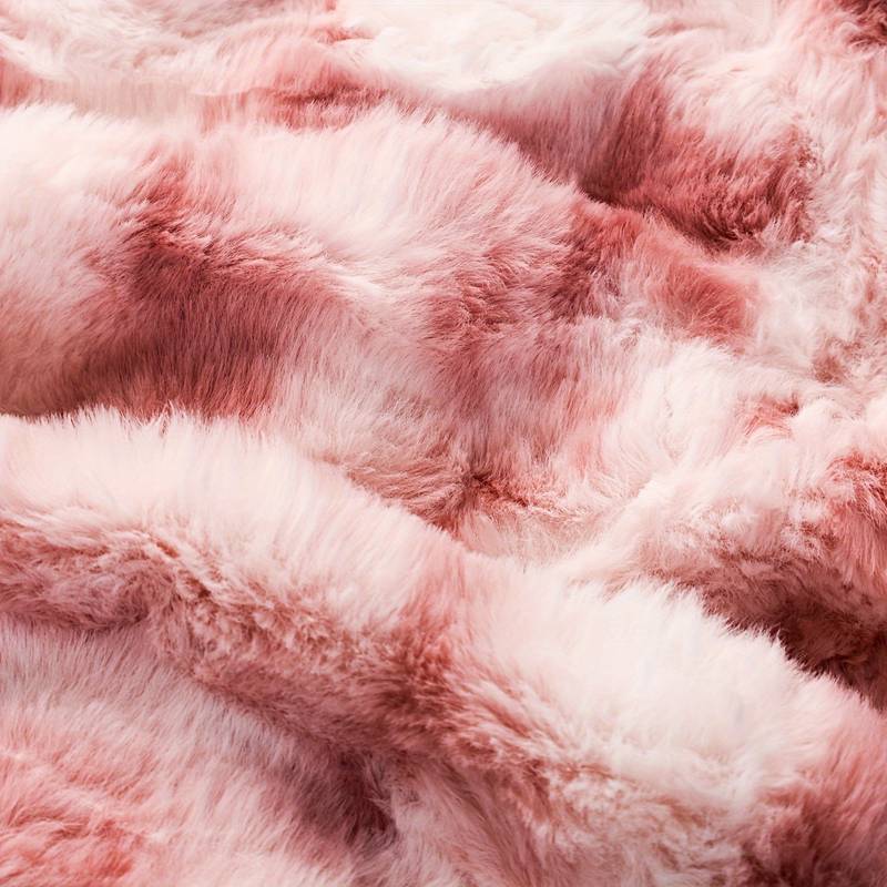 1pc Bohemian Style Reversible Faux Rabbit Fur Blanket