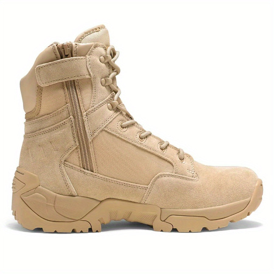 Men's Wide Tactical Work Boots Side Zipper Ankle Support