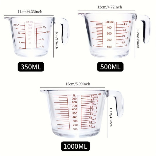 Tempered Glass Measuring Cup 1/3pcs Set with Handle