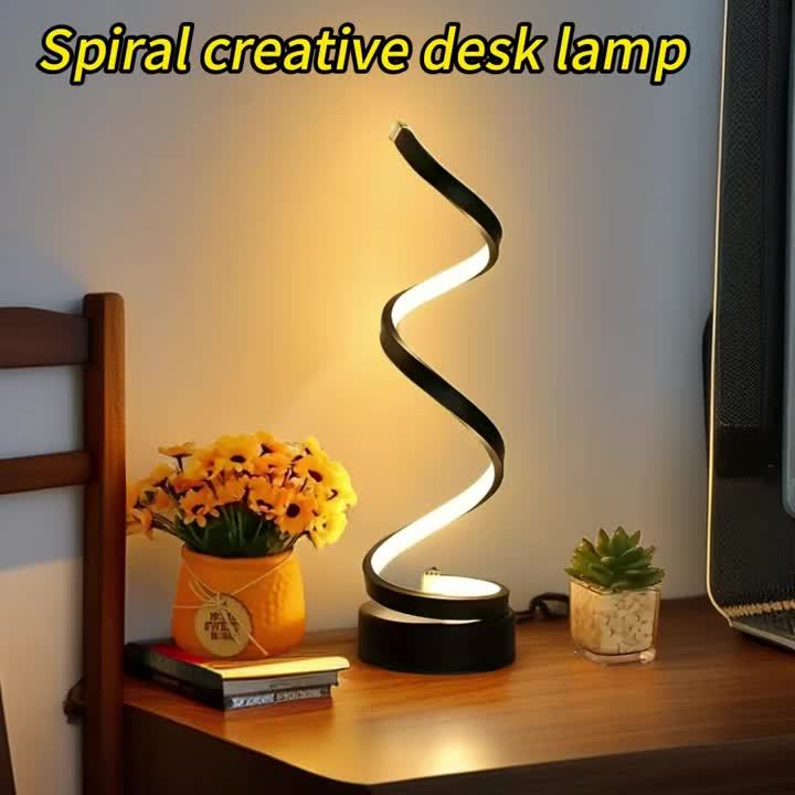 2pcs Bedside Table Lamp for Bedroom 3 Way Dimmable Touch Lamp USB C Charging Ports Modern Minimalist Spiral Table Lamp for Living Room Desk LED Bulb Included Black White