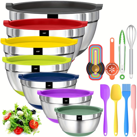 Stainless Steel Mixing Bowls 20pcs With Airtight Lids