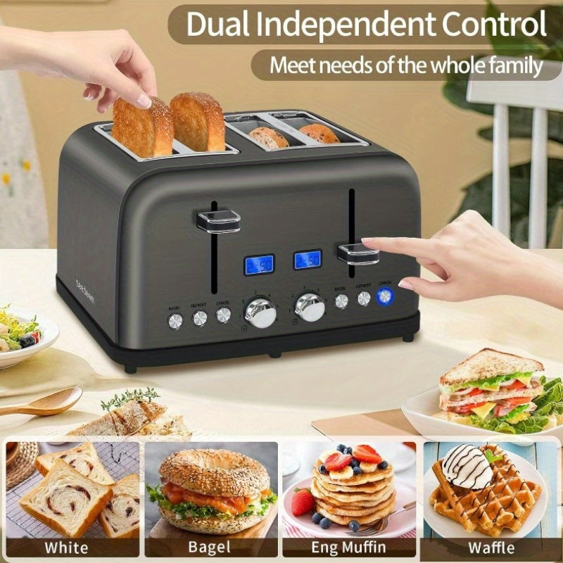 Stainless Toaster 2 or 4 Slice with LCD Display and 6 Shade Settings