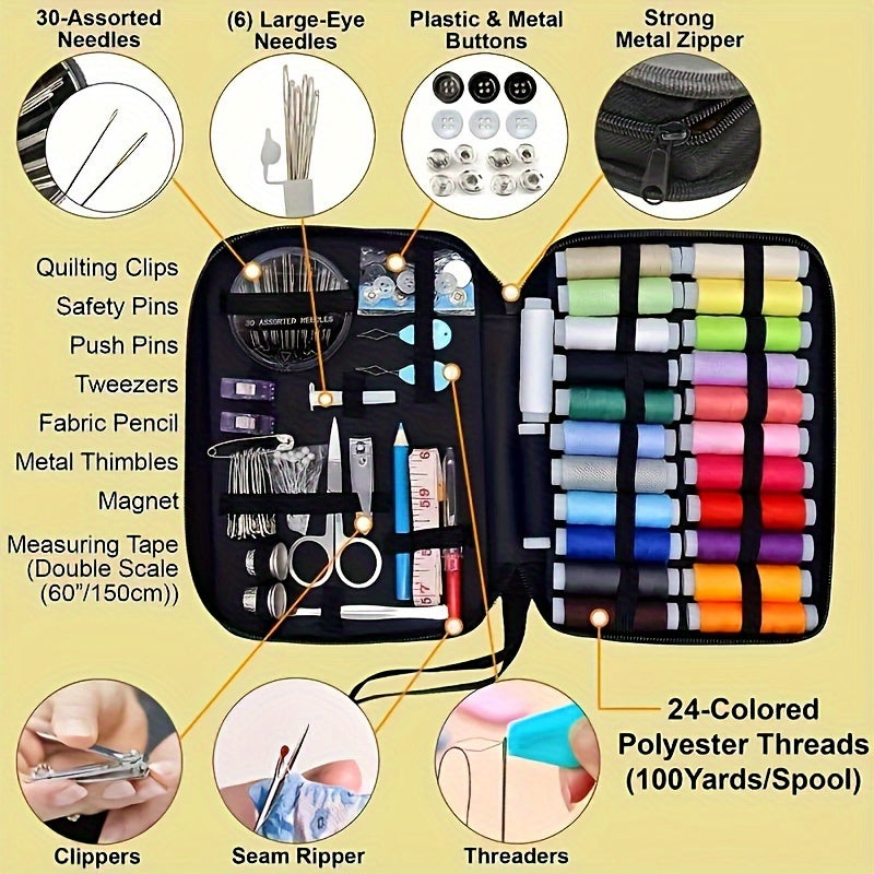 Sewing Kit 100pcs 24 Color Threads Needle and Thread for Repairs