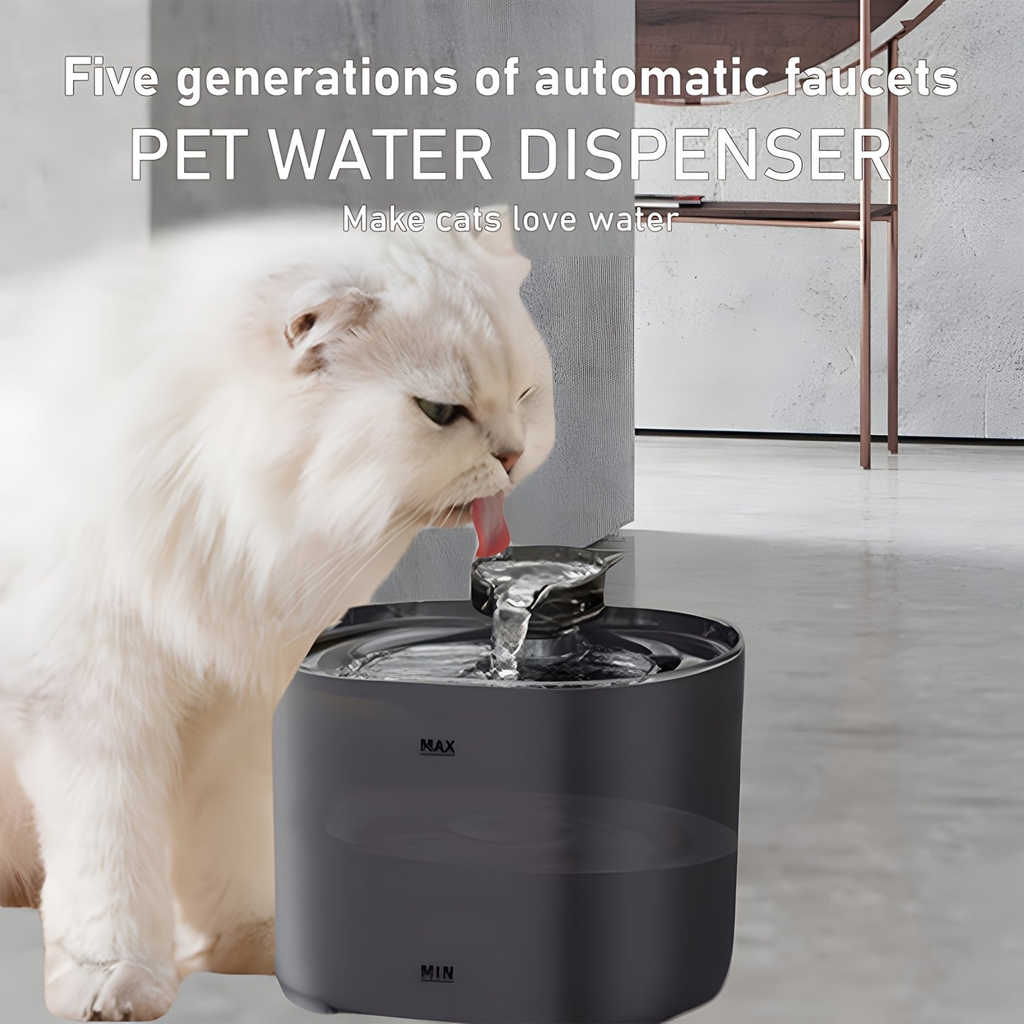 Automatic Pet Water Fountain Large 77.43 Oz Capacity Dispenser