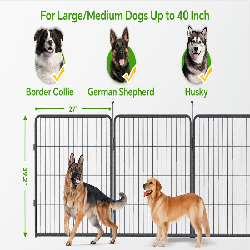 Heavy Duty 16 Panel Metal Dog Fence for Large Medium and Small Dogs Indoor and Outdoor Black with 2 Doors Portable Yard Garden and RV Exercise Pen