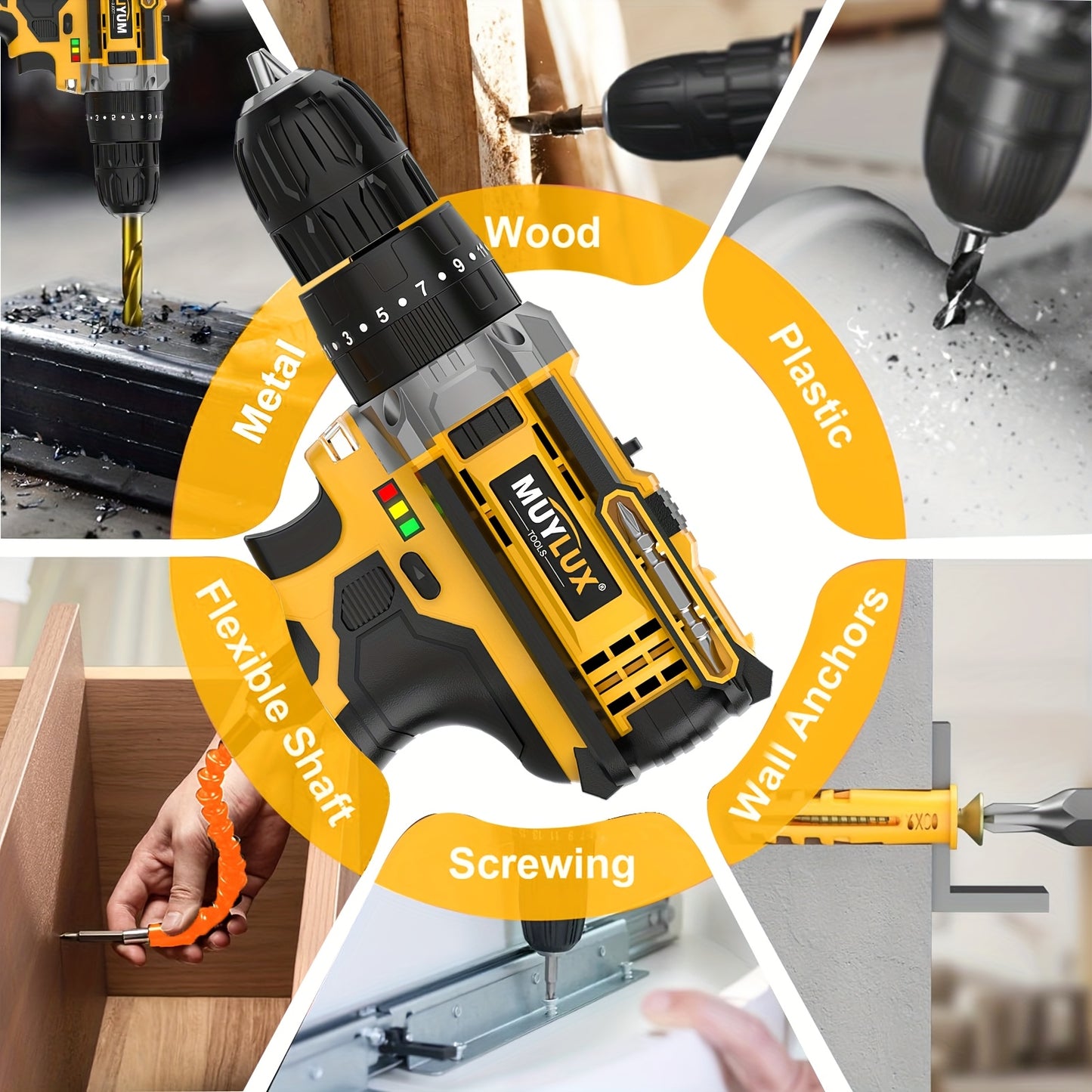 20V Cordless Drill Set With 3/8 Inch Keyless Chuck