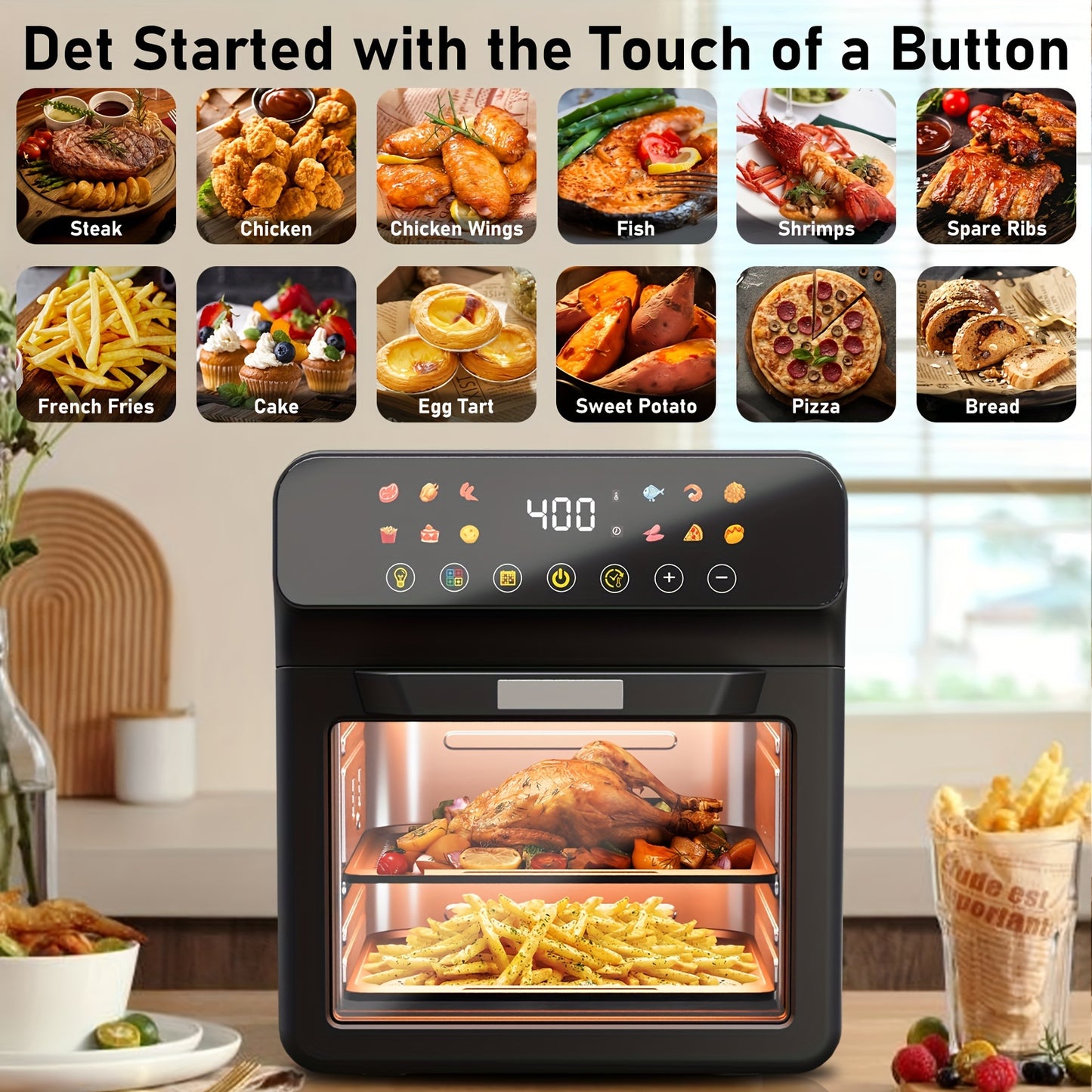 Bluebow 12QT Extra Large Convection Oven Air Fryer Combo